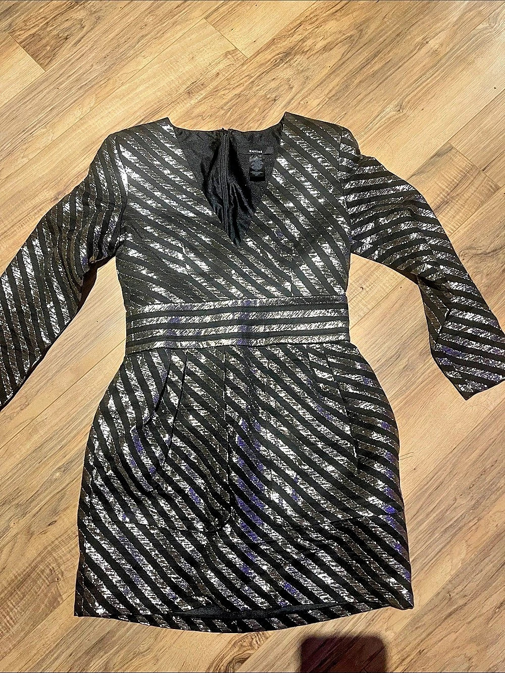 Smythe Striped Mini Dress in Black & Silver Size 00 Like New